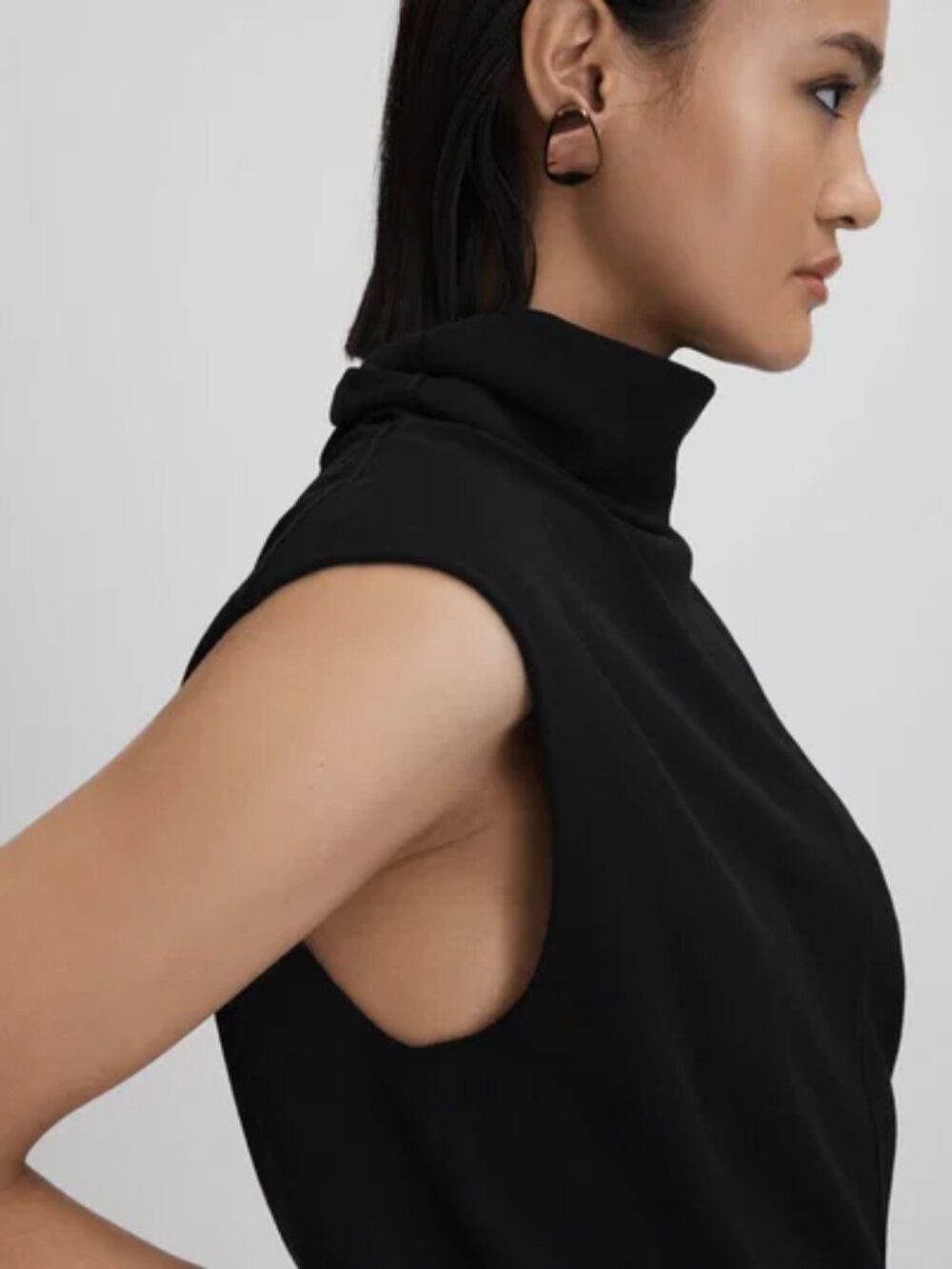 REISS Cici Roll Neck Draped Midi Dress in Black - Size XS - NWT - Picture 4 of 9